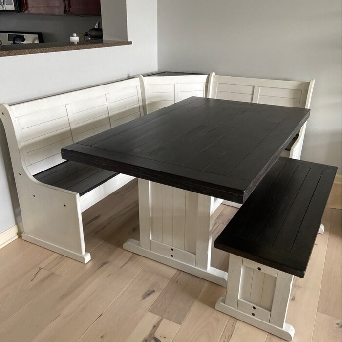 Villepinte 8 - Person Cedar Solid Wood Breakfast Nook Dining Set
