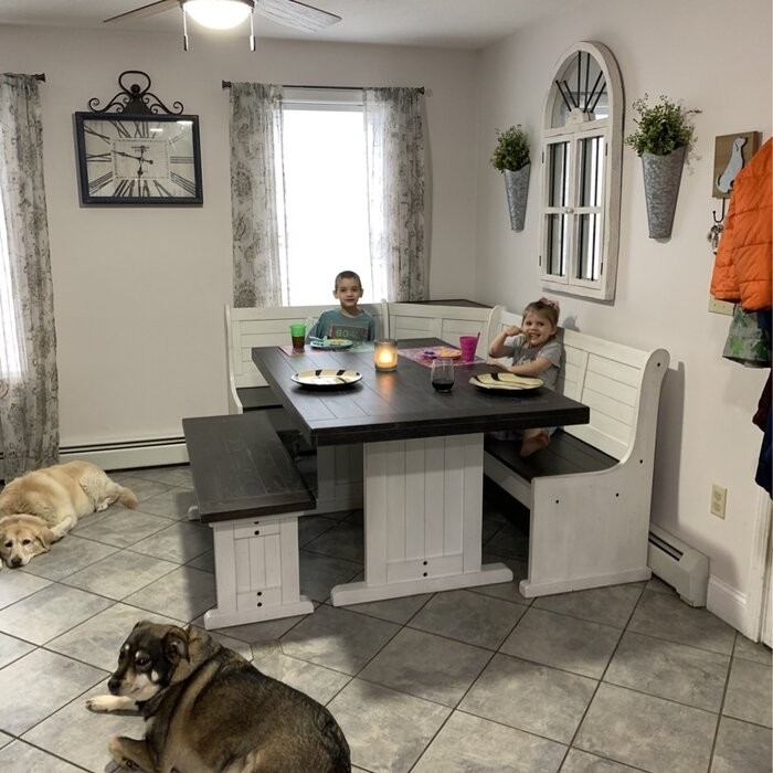 Villepinte 8 - Person Cedar Solid Wood Breakfast Nook Dining Set