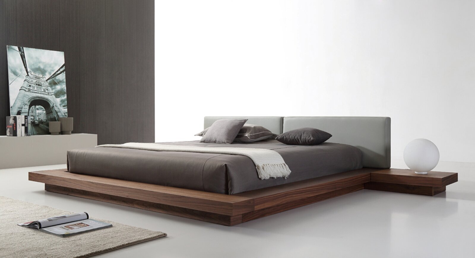Walnut Japanese Low Bed