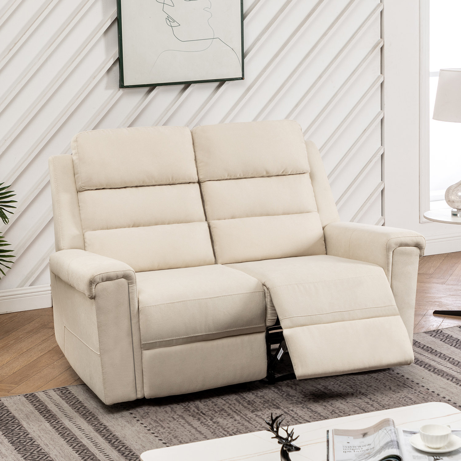 100% Linen Oversized Recliner Chair