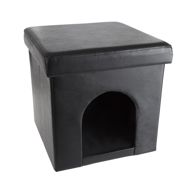 15'' Wide Faux Leather Square Ottoman with Storage