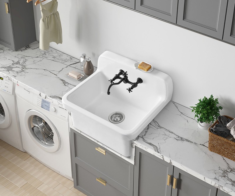 18.98'' L x 23.98'' W Wall Mount Laundry Sink