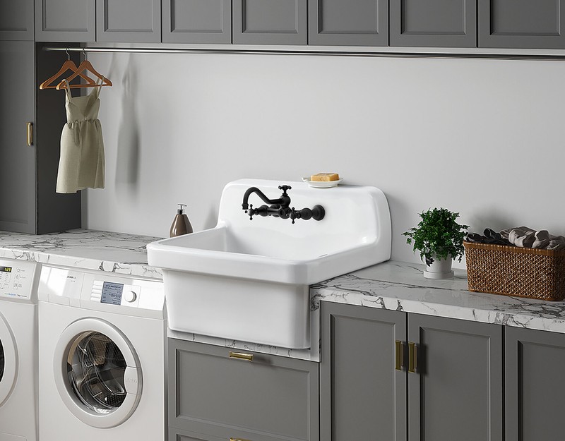 18.98'' L x 23.98'' W Wall Mount Laundry Sink
