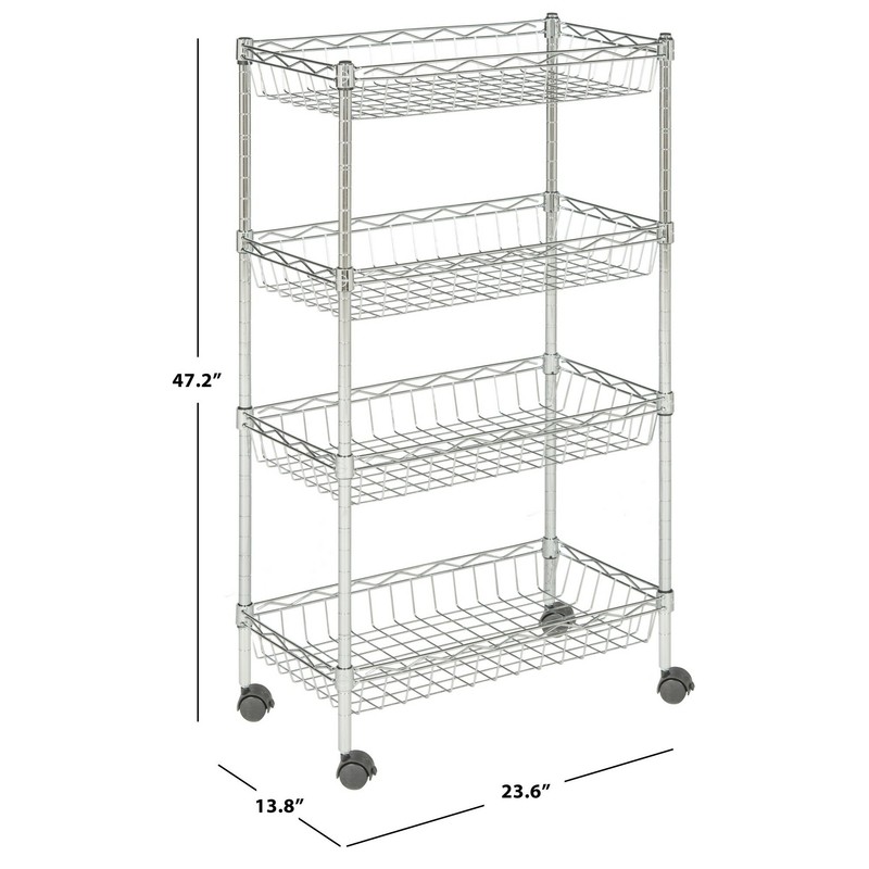 23.6'' Wide Rolling Kitchen Cart with Stainless Steel Top