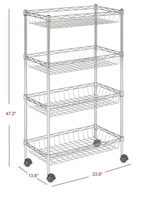 23.6'' Wide Rolling Kitchen Cart with Stainless Steel Top