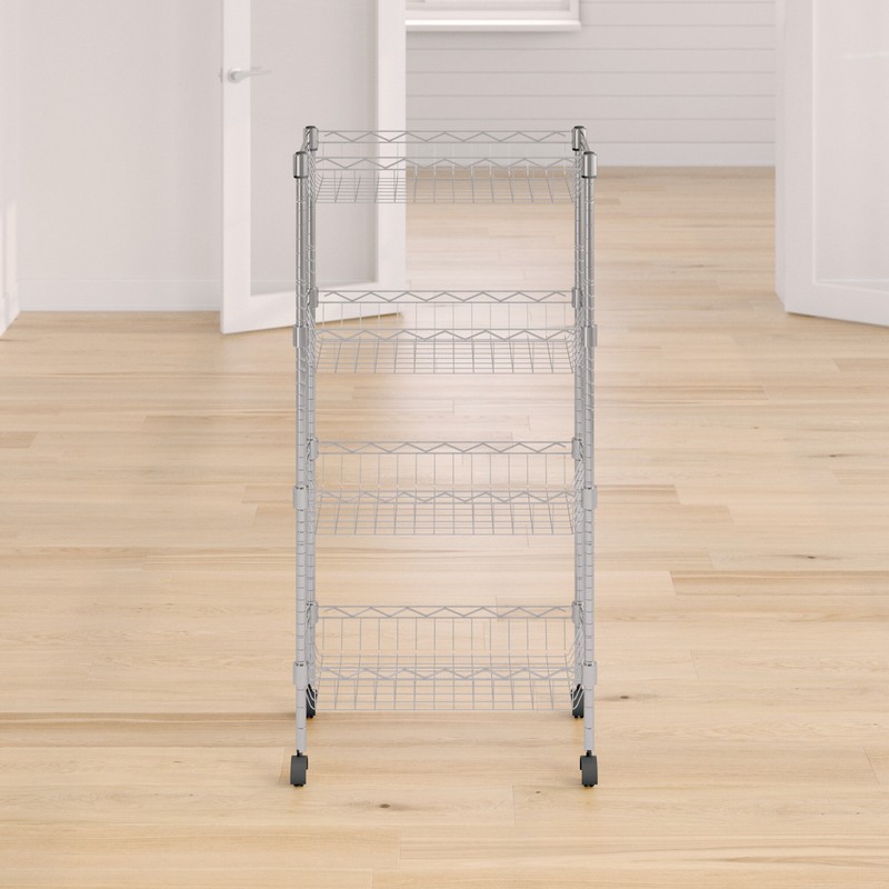 23.6'' Wide Rolling Kitchen Cart with Stainless Steel Top