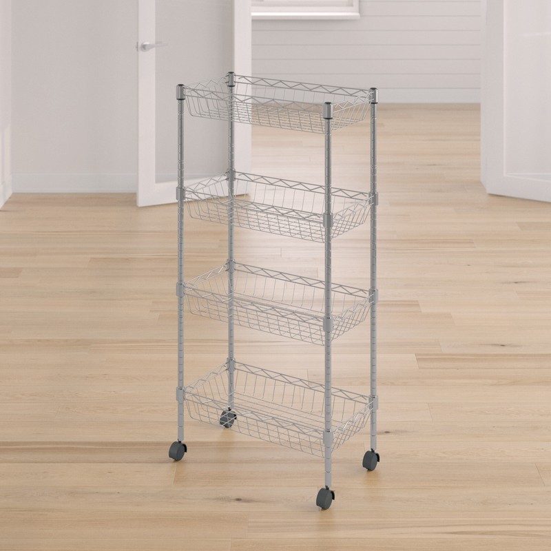 23.6'' Wide Rolling Kitchen Cart with Stainless Steel Top