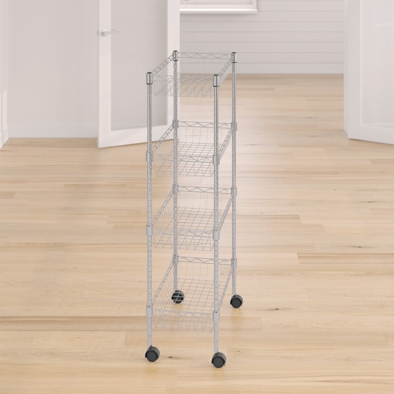 23.6'' Wide Rolling Kitchen Cart with Stainless Steel Top