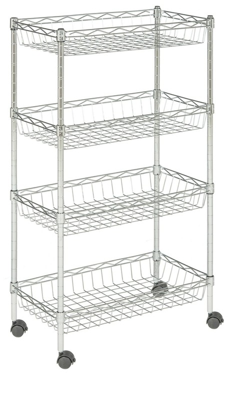 23.6'' Wide Rolling Kitchen Cart with Stainless Steel Top