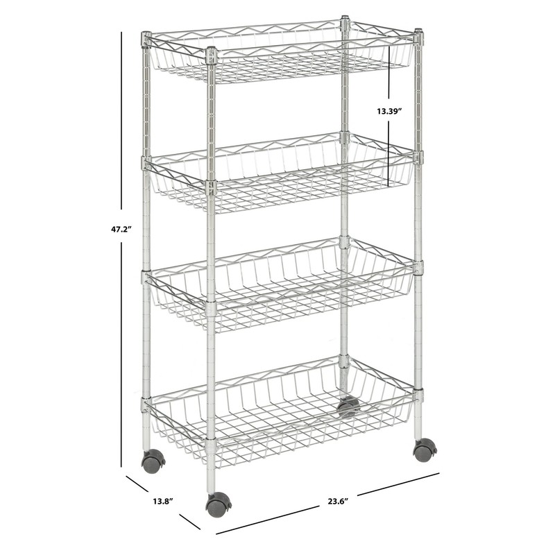 23.6'' Wide Rolling Kitchen Cart with Stainless Steel Top
