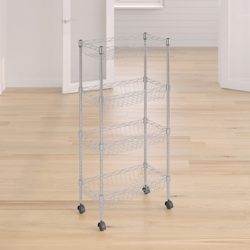 23.6'' Wide Rolling Kitchen Cart with Stainless Steel Top