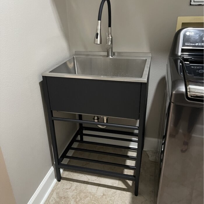 25'' L x 22'' W Free Standing Laundry Sink with Faucet