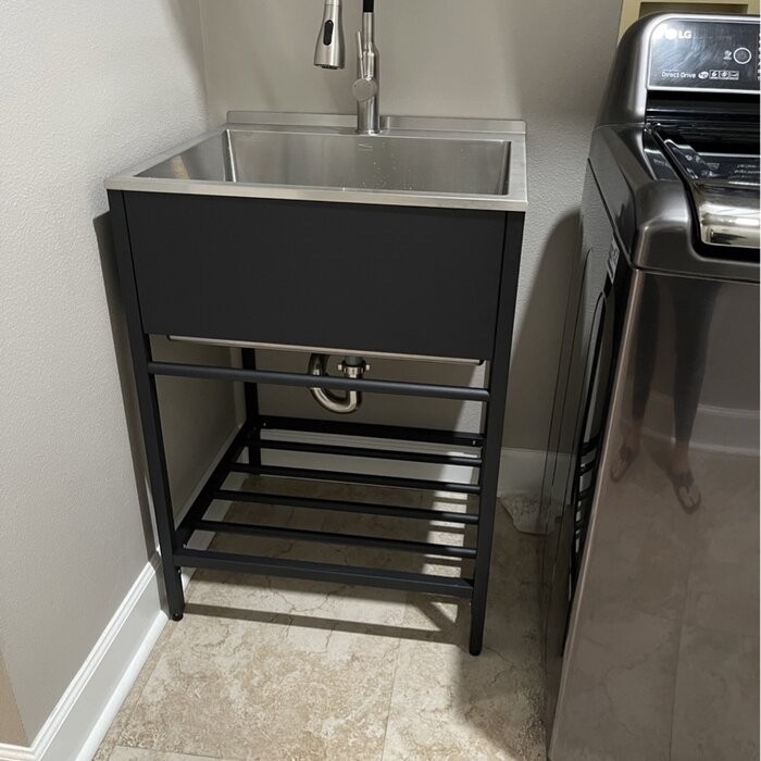 25'' L x 22'' W Free Standing Laundry Sink with Faucet