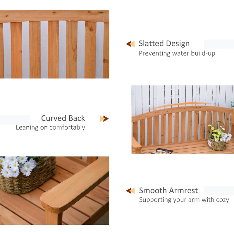 4.6Ft 3 Seater Outdoor Patio Seat with Slatted Design For Park, Yard, Indoor Wooden Garden Bench