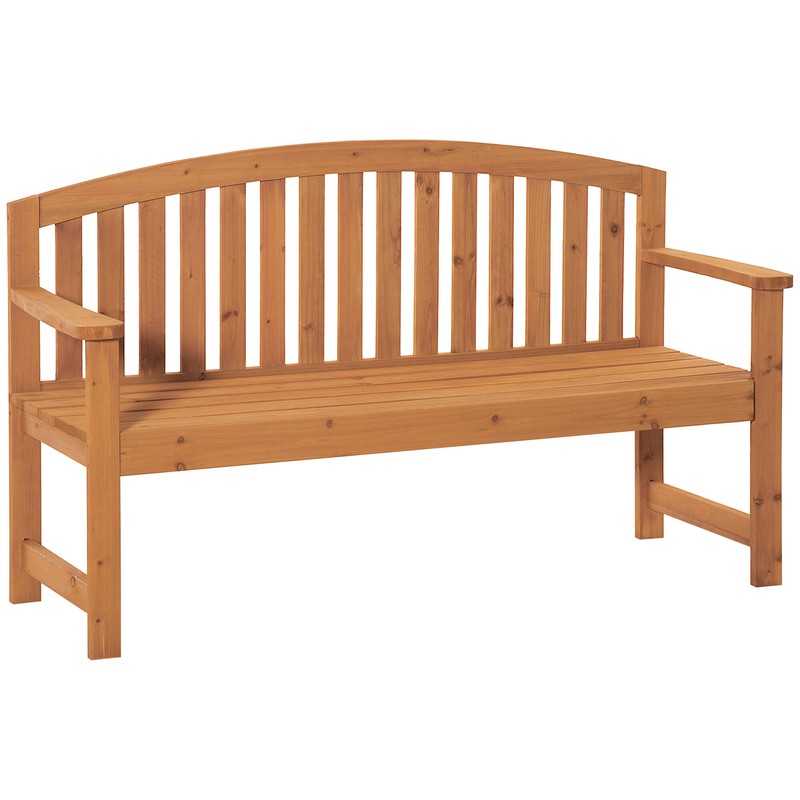 4.6Ft 3 Seater Outdoor Patio Seat with Slatted Design For Park, Yard, Indoor Wooden Garden Bench