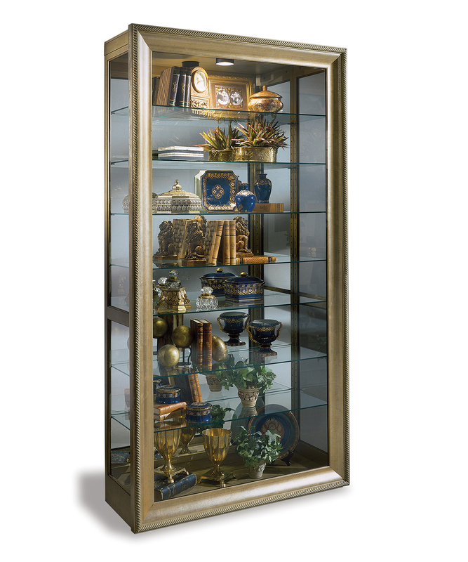 43'' Wide Solid Wood Mirrored Back Curio Cabinet with Lighting