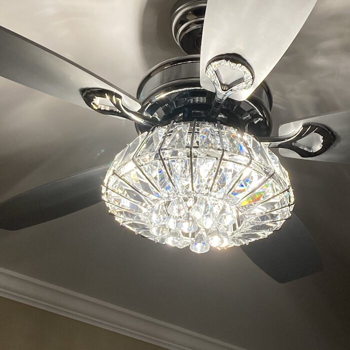 48'' Oswaldo 5 - Blade Crystal Ceiling Fan with Remote Control and Light Kit Included