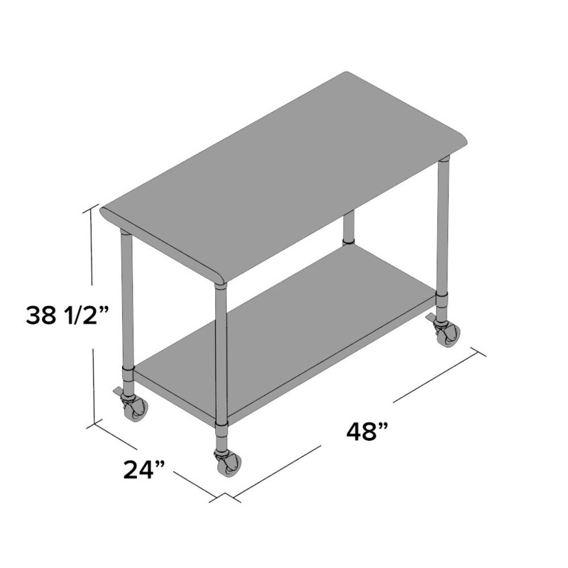 48'' Wide Rolling Prep Table with Stainless Steel Top