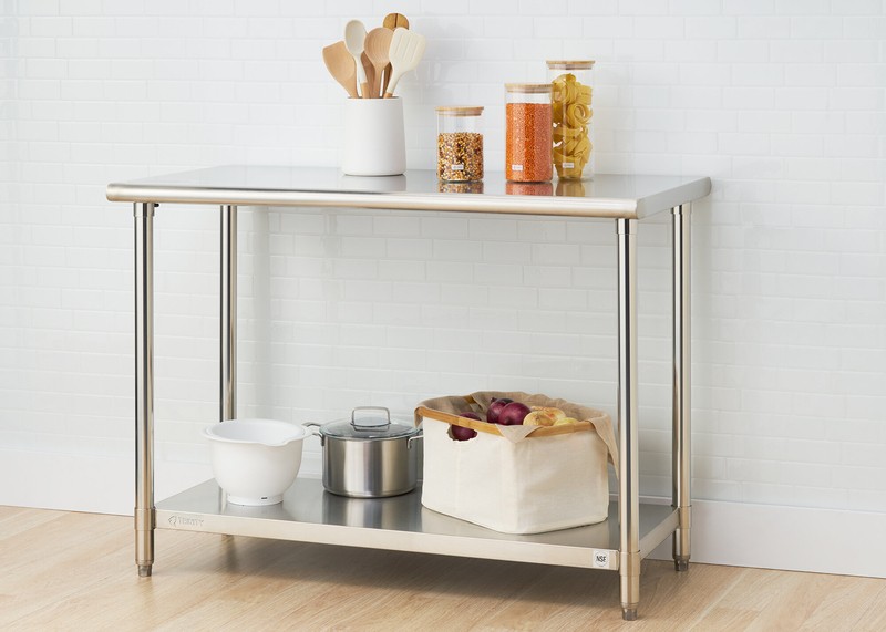 48'' Wide Rolling Prep Table with Stainless Steel Top