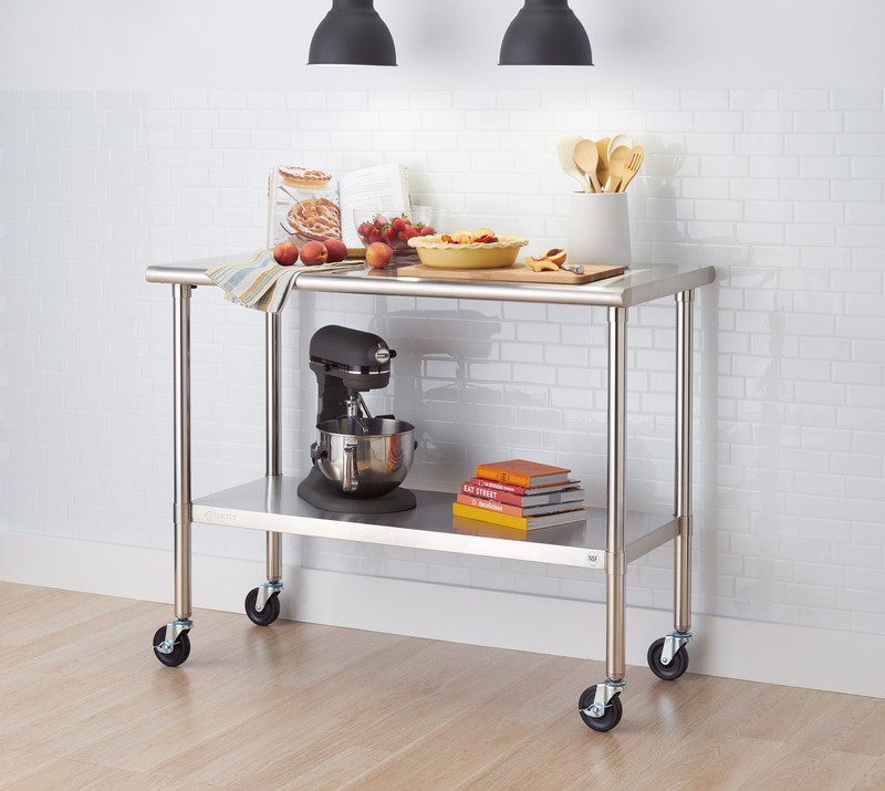 48'' Wide Rolling Prep Table with Stainless Steel Top