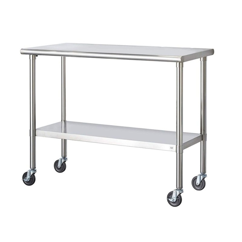 48'' Wide Rolling Prep Table with Stainless Steel Top