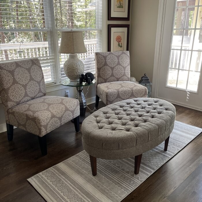 48'' Wide Tufted Oval Cocktail Ottoman