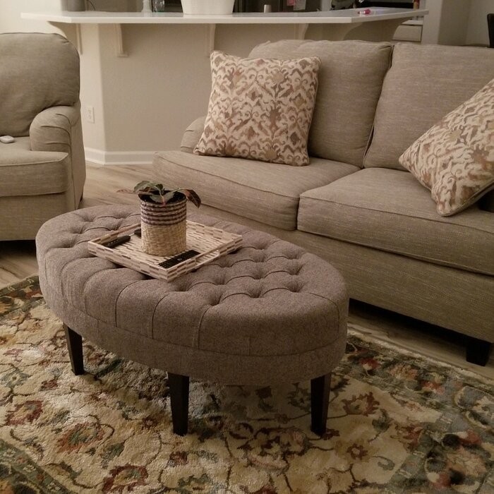 48'' Wide Tufted Oval Cocktail Ottoman