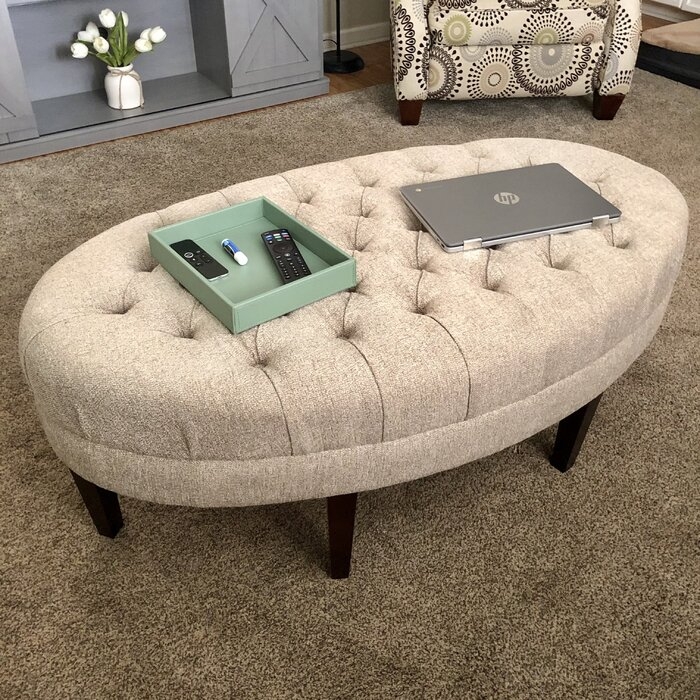 48'' Wide Tufted Oval Cocktail Ottoman