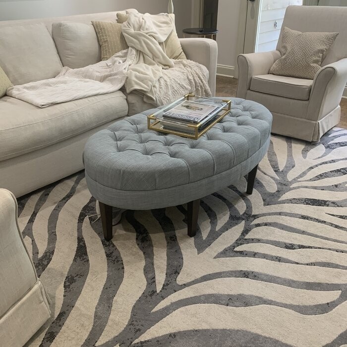 48'' Wide Tufted Oval Cocktail Ottoman