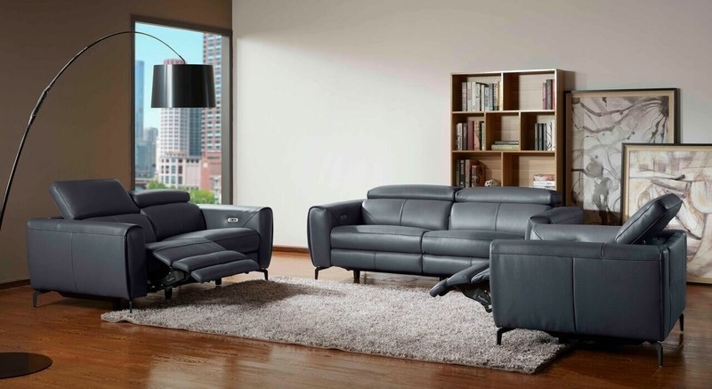 82'' Genuine Leather Square Arm Reclining Sofa