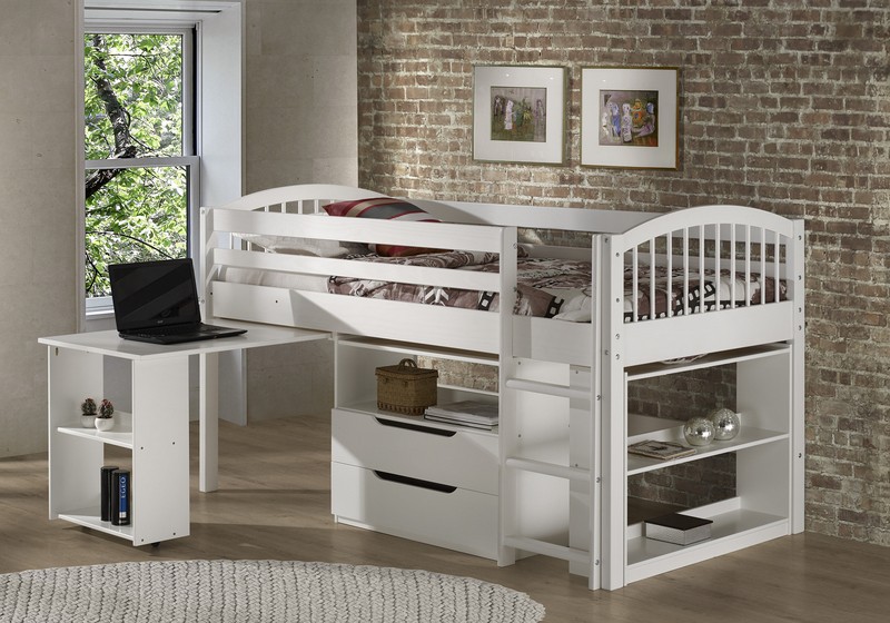 Abigail Twin Solid Wood Loft Bed with Bookcase by Zoomie Kids