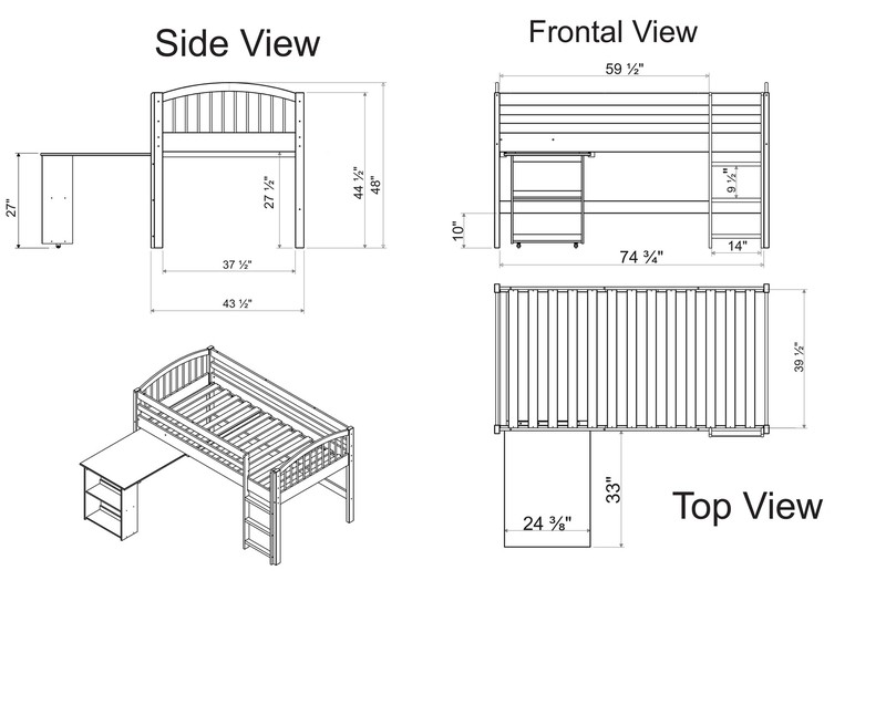 Abigail Twin Solid Wood Loft Bed with Bookcase by Zoomie Kids