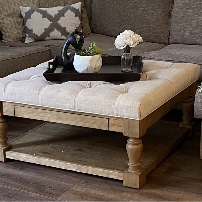 Abston 38'' Wide Tufted Square Standard Ottoman with Storage