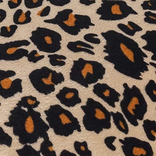 Adeco 15'' Small Ottoman Footstool- Modern Soft Fabric Footrest (Leopard)