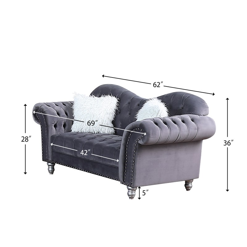 Adisri 69'' Velvet Rolled Arm Loveseat