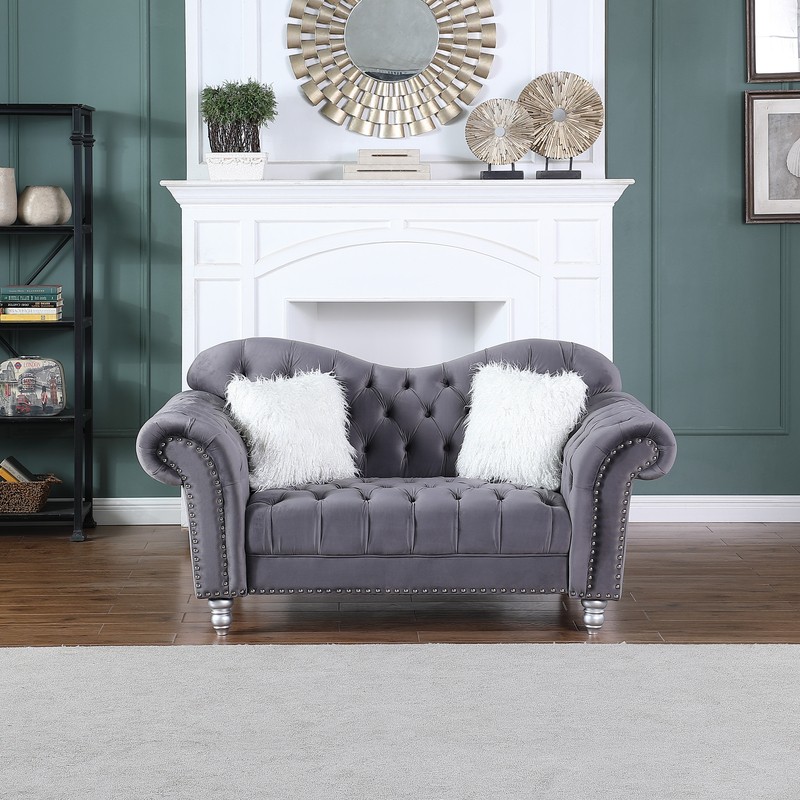 Adisri 69'' Velvet Rolled Arm Loveseat