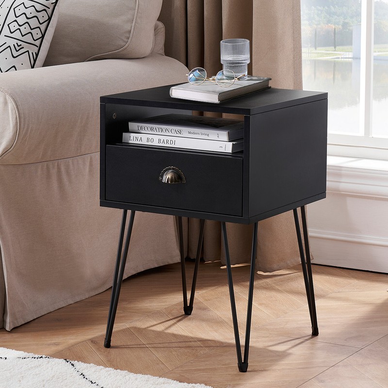 Adra 23.7'' Tall 1 - Drawer Iron Nightstand