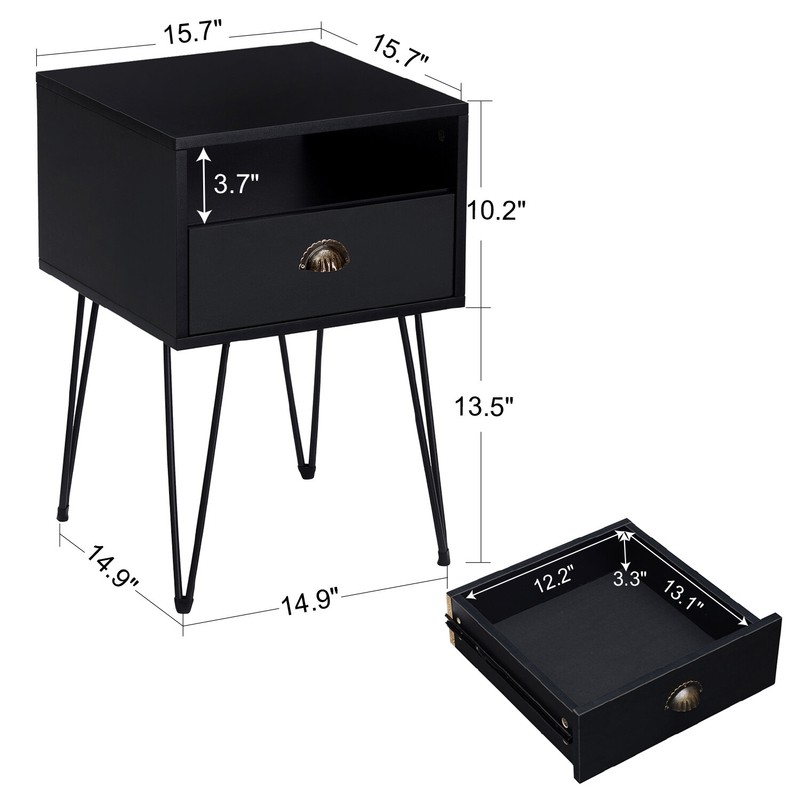 Adra 23.7'' Tall 1 - Drawer Iron Nightstand