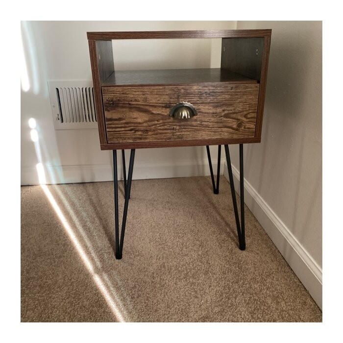 Adra 23.7'' Tall 1 - Drawer Iron Nightstand