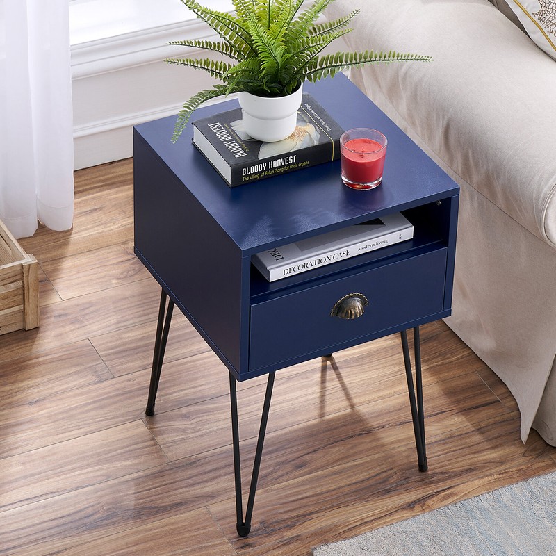 Adra 23.7'' Tall 1 - Drawer Iron Nightstand