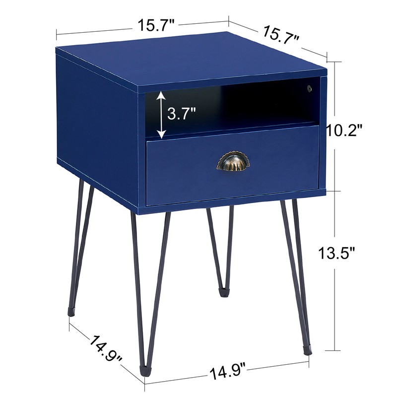 Adra 23.7'' Tall 1 - Drawer Iron Nightstand