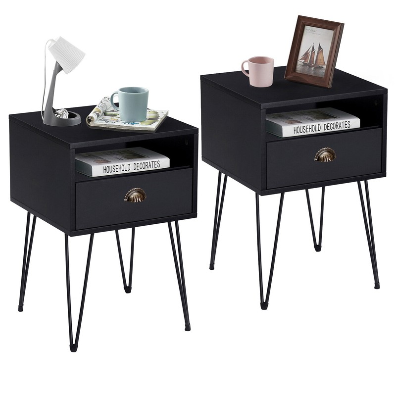Adra 23.7'' Tall 1 - Drawer Iron Nightstand