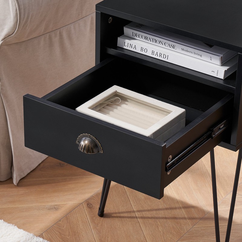 Adra 23.7'' Tall 1 - Drawer Iron Nightstand
