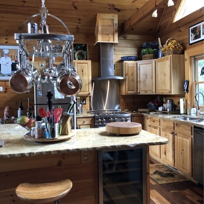 Adrik 2 Light Kitchen Wood Pot Rack
