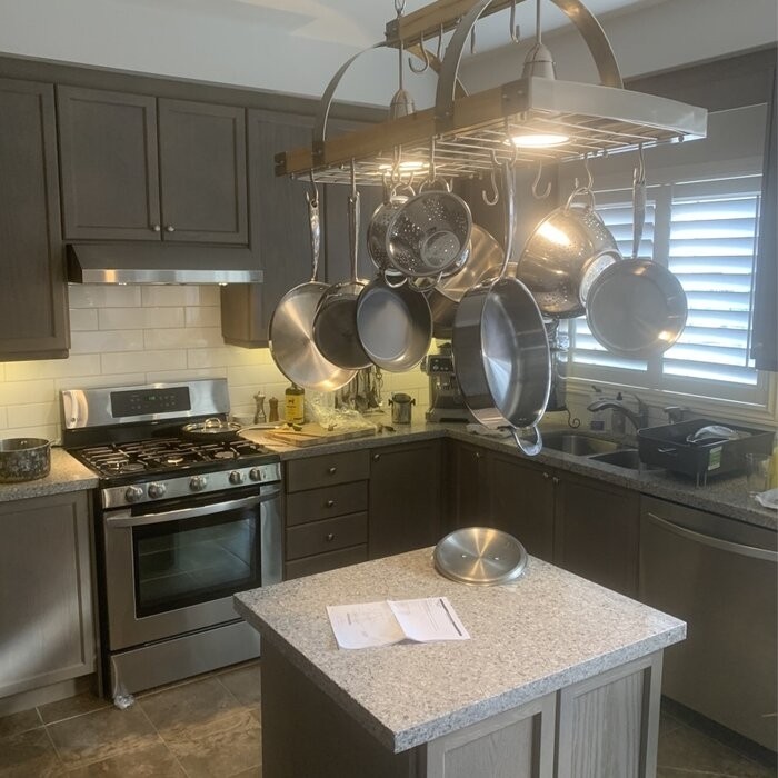 Adrik 2 Light Kitchen Wood Pot Rack