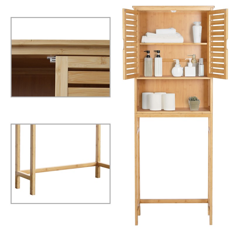 Adwait 24.3'' W x 66.9'' H x 9.3'' D Solid Wood Over-The-Toilet Storage