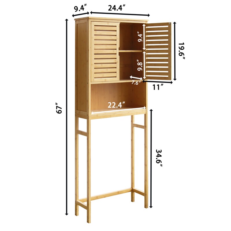 Adwait 24.3'' W x 66.9'' H x 9.3'' D Solid Wood Over-The-Toilet Storage