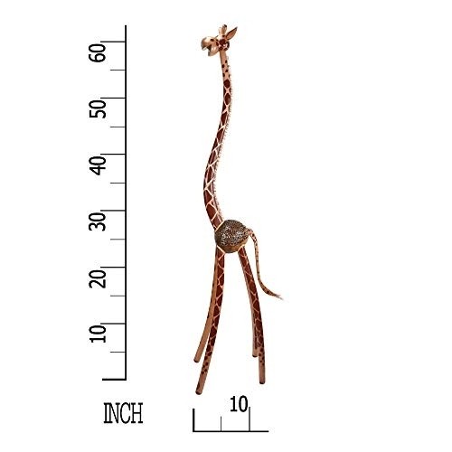 AeraVida Standing Extra Tall Wooden 5ft Giraffe and Coconut Shell Figurine or Sculpture