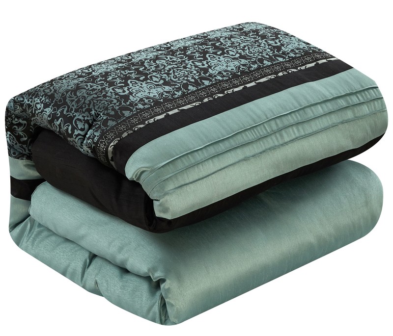 Akhira Aqua/Black Microfiber 7 Piece Comforter Set