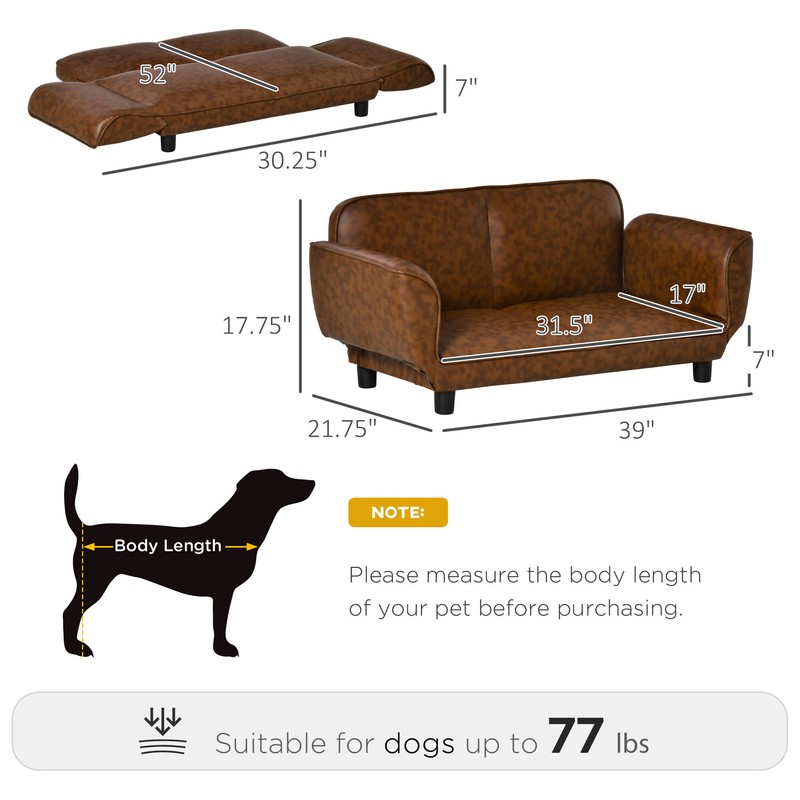 Alberico Foldable PU Leather Dog Sofa